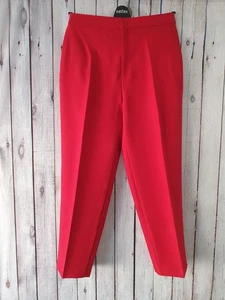 Bend Over Ladies Trousers Red Polyester -W28" -L26"- Tapered Leg GA35 - Picture 1 of 9