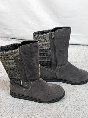 Botas de inverno femininas MUKLUK WPL 6134 cinza malha camurça conforto tamanho 8 - Imagem 1 de 4