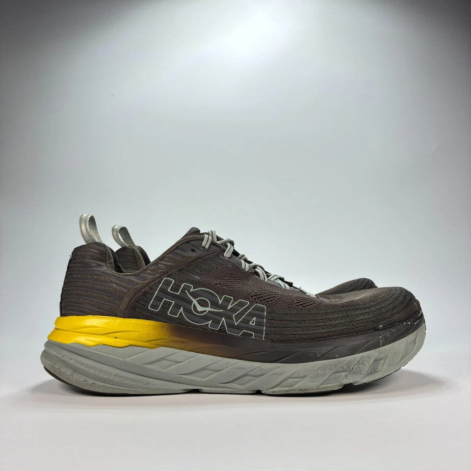 Hoka One One Bondi 6 Gray Yellow Running Shoes 1019269 BOPV Men’s Size 11.5 - Image 1 of 4