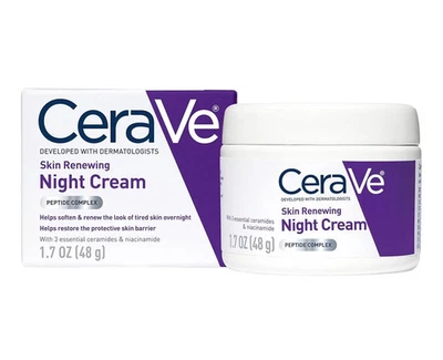 Cerave Skin Renewing NIGHT CREAM PEPTIDE COMPLEX Hyaluronic Acid ~ 1.7 oz - Image 1 of 3