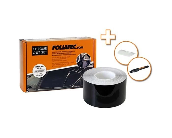 FOLIATEC Blackline Autofolie 15m x 5cm Chrome Out Delete Set Schwarz Glänzend - Bild 1 von 1