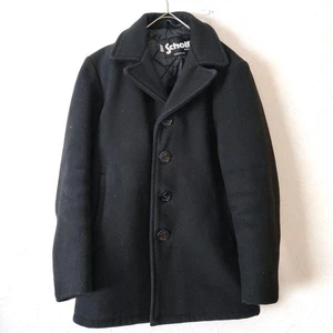 Schott Pea Coat Single Wool Jacket Black Size 34 Made in USA Outerwear - Picture 1 of 13