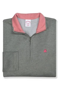 Brooks Brothers Mens Green Light Red Pique 1/4 Q-zip Sweater XL X-Large BB-3233 - Picture 1 of 2