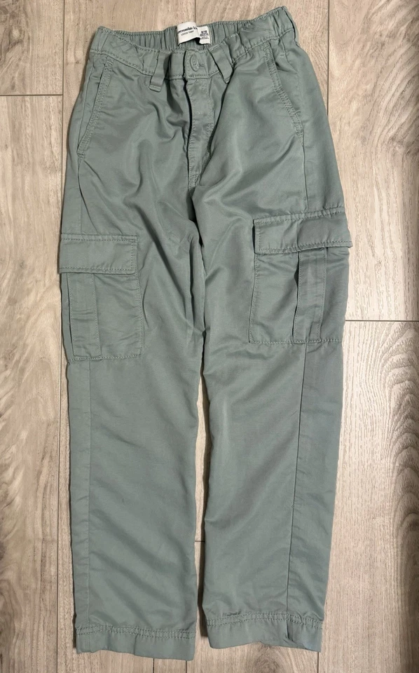 Pantalones cargo Abercrombie niños niñas pierna ancha verde talla 9/10 cintura larga ajustable Foto 1 de 4