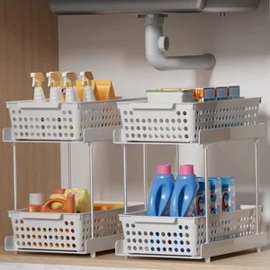 2 Pack Under Sink Organizers and Storage, Bathroom Cabinet Organizer,2-Tier S... - Picture 1 of 7