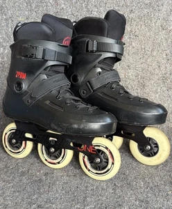Powerslide Zoom Black 100 Tri Wheel Aggressive Inline Skates US Sz 10-10.5 NICE! - Picture 1 of 8