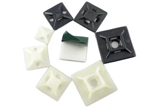 Self Adhesive Stick on Cable Tie Wire Base Mounts Black & White 12.8mm-28mm - Picture 1 of 2