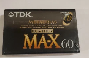 One TDK MA-X 60 TYPE IV METAL BLANK CASSETTE TAPE. A small rip/tear in wrap. - Picture 1 of 7