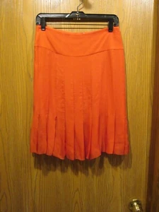 CHANEL Red Silk Lined Pleated Silk Skirt Size 38 - Picture 1 of 11