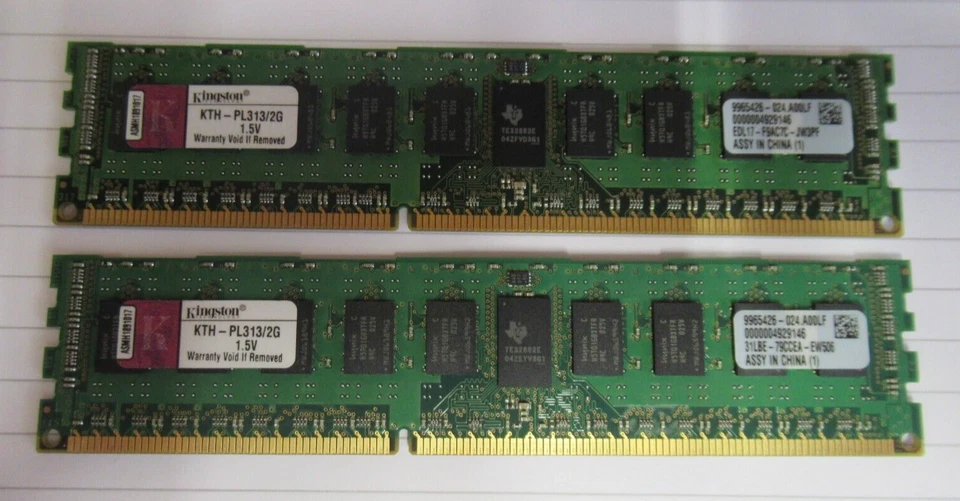 Kingston KTH-PL313/2G 4GB 2x2GB PC3-10600 DDR3-1333MHz ECC CL9 240P DIMM Memory - Image 1 of 4