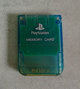 Tarjeta de memoria oficial verde transparente/azul PS1 - PlayStation SCPH-1020 genuina - Imagen 1 de 1