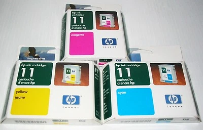 HP 11 ink SET Cyan Magenta Yellow NIP Sealed C4836A C4837A C4838A  - Image 1 of 2