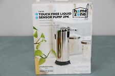 2 Pack of Home Zone Touch Free Liquid Sensor Soap Pumps Brushed Nickel 7.8 oz 