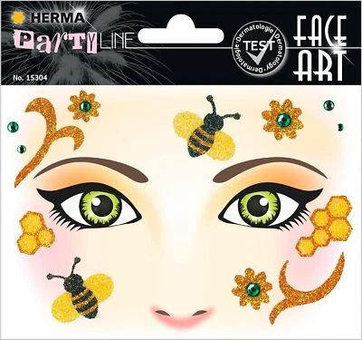 HERMA 15304 Face Art Sticker Bienen Blumen, dermatologisch getestet, ablösbare G - Bild 1 von 4