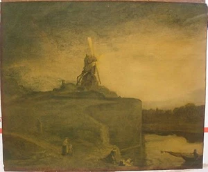 Rembrandt Die Mühle Flämisch Holländische Windmühle Schildkröte Stil Gerahmter Antik Druck - Bild 1 von 9