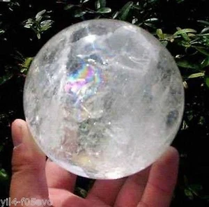 NATURAL CLEAR QUARTZ CRYSTAL SPHERE BALL HEALING GEMSTONE 60mm + Free stand M1 - Picture 1 of 3