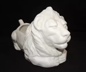 Mid Century Vintage Large Hand made in Italy White Ceramic Lion Planter 11" - Picture 1 of 13