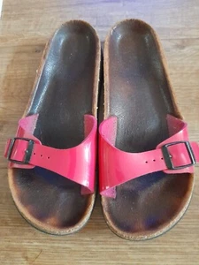 Birkenstock Pink Leather Slider Sandals UK Size 7/EU 41 - Picture 1 of 7