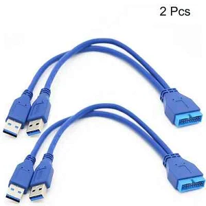 2x 2Port USB 3.0 Male to 20 Pin Header Motherboard Male Cable Mainboard Adapter - Picture 1 of 6