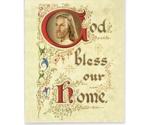 Jesus Gott segne unser Haus Rahmendruck katholische Wanddeko 8 x 10 - Bild 1 von 1