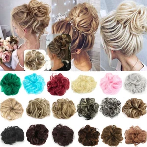 Real Natural Curly Messy Bun Hair Piece Scrunchie Hair Extensions As Human HSL - Picture 1 of 88