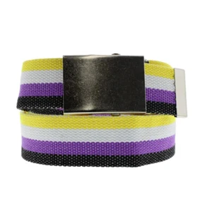 Cinturón Ajustable Gay Colores No Binarios Orgullo Lona y Hebilla Plateada Talla Única - Imagen 1 de 1