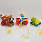 Fisher Price: Pull-Along Plane, Roly Raccoon, & Tag-Along Turtle Pull Toys