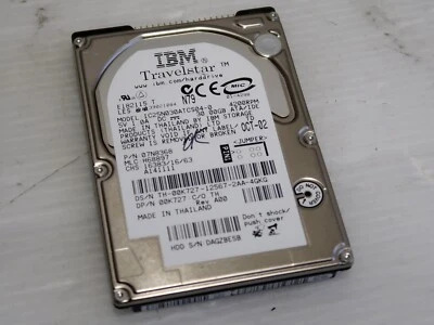 IBM Travelstar IC25N030ATCS04-0, 30GB, LAPTOP HDD IDE, ATA, NO BAD SECTORS - Image 1 of 2