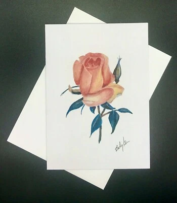 Rosa #4, tarjetas de felicitación en blanco con sobres, tarjetas, arte original Foto 1 de 4