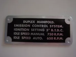 2603(0432)Z3 Jaguar Etype XKE Early Series 2 Duplex Manifold Plate 5 B.T.D.C. - Picture 1 of 1