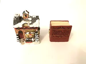 Mini Cerniera Dolce Shoppe Orso Casa 3D Notte Prima di Natale Libro Ceramica Vintage - Foto 1 di 8