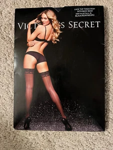 VICTORIA'S SECRET THIGH HIGH SIZE A-BLACK, Lace Top with Back Seam - Picture 1 of 4