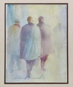 A MISTY EVENING - BEAUTIFUL VINTAGE SIGNED ITALIAN WATERCOLOUR PORTRAIT PAINTING - Picture 1 of 8