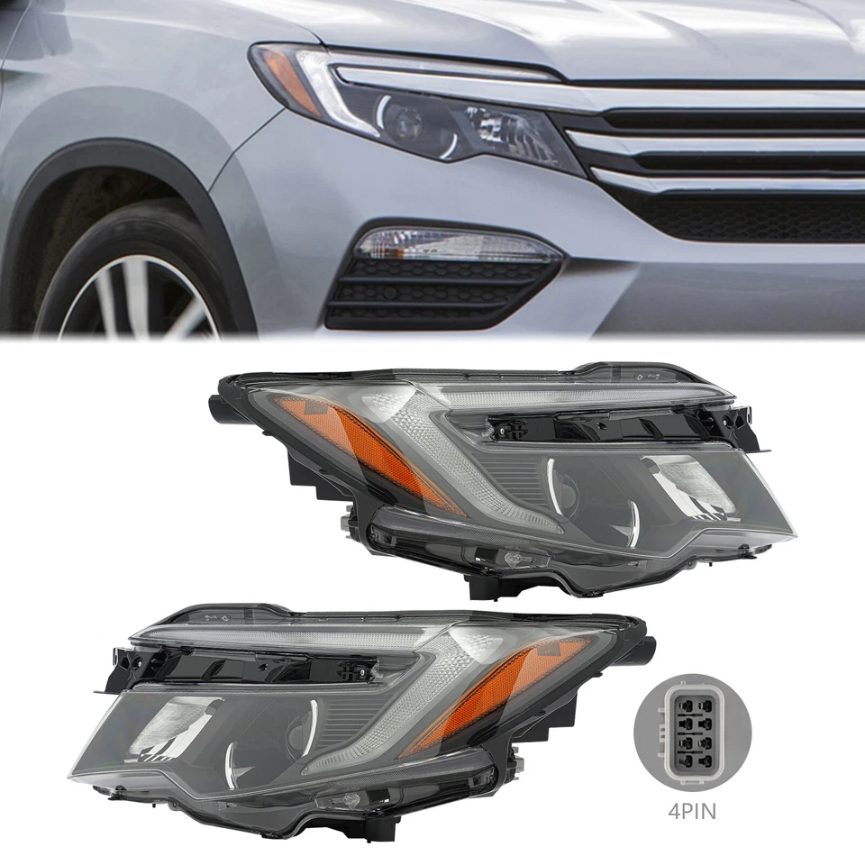 For 2016-2018 Honda Pilot Headlights 17-20 Ridgeline Halogen Headlamps Pair Set Foto 1 de 4