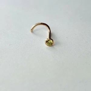 18ct Rose Gold canary yellow Diamond 0.03ct Nose Stud Ring Bone body jewellery - Picture 1 of 10