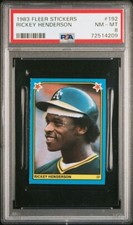 1983 Fleer Stickers #192 Rickey Henderson Athletics graded PSA 8 NM-MT Pop. 9