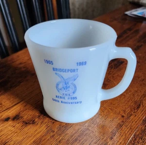 Bridgeport Aerie #995 FOE Fire King Coffee Mug Cup Eagles 64th Anniversary - Bild 1 von 2