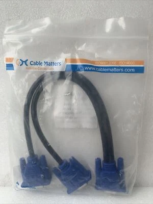 VGA Splitter Cable VGA Y Cable Screen Duplication 1 Foot Cable Matters - Image 1 of 2