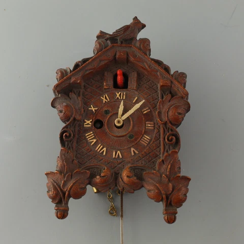 Vintage Antique Keebler Mini Pendulette Wind Up Red Bird Cuckoo Clock For Parts Cover