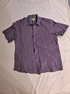 INSERCH Collezione Mens Linen Purple Short Sleeve Shirt XL - Picture 1 of 3