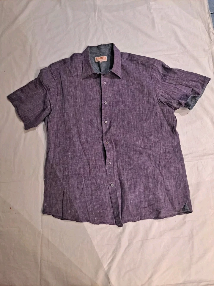 INSERCH Collezione Mens Linen Purple Short Sleeve Shirt XL - Image 1 of 3