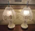 Vintage Pair Frosted Crystal Budoir Lamps 12" Electric Excellent Working Conditi