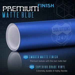 Matte Flat Blue Vinyl Wrap Film Decal Bubble Free Air Release - 12" x 60" In - Bild 1 von 8