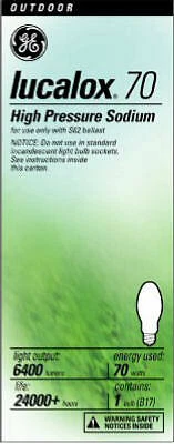 Lucalox Sodium Light Bulb, 70-Watt - Image 1 of 1