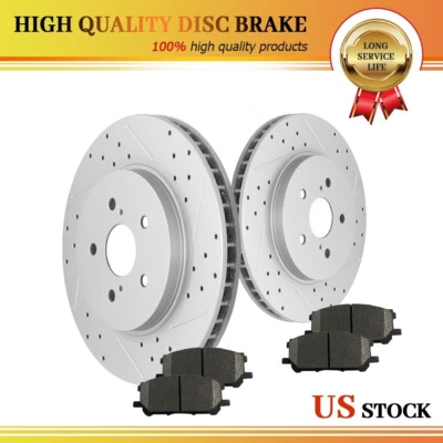 Front Drilled Rotors +Ceramic Brake Pads for Lexus RX330 RX350 Toyota Highlander - Image 1 of 4