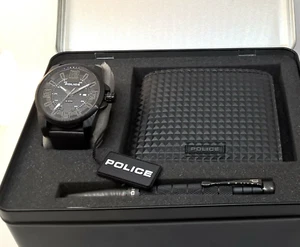 OROLOGIO uomo POLICE + box con penna e portafoglio, WR 50m,mov Quarz,idea regalo - Picture 1 of 7