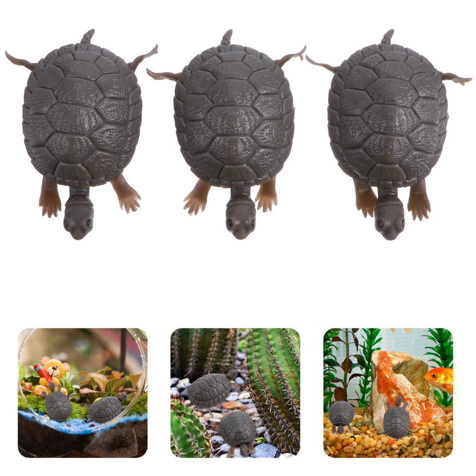 3 PIEZAS Plástico Falso Tortuga Pecera Tortuga Plástico Pecera Ornamento Tortuga Foto 1 de 4