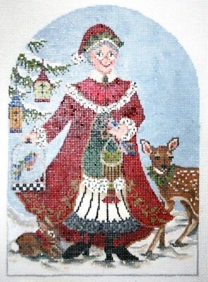 Needlepoint Handpainted Kelly Clark Christmas Mrs Claus 6x9 - Image 1 of 4