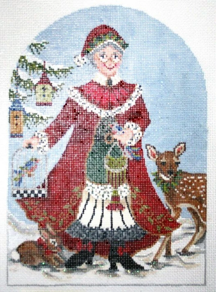 Needlepoint Handpainted Kelly Clark Christmas Mrs Claus 6x9 - Image 1 of 4