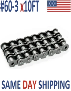 #60-3 Roller Chain 10 FT + With Connecting Link - Same Day Priority Shipping - Picture 1 of 2